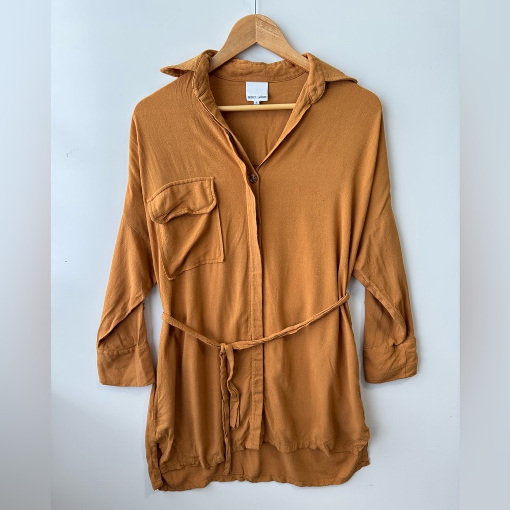 Skylar + Madison Tan Dress with Belt Size Small